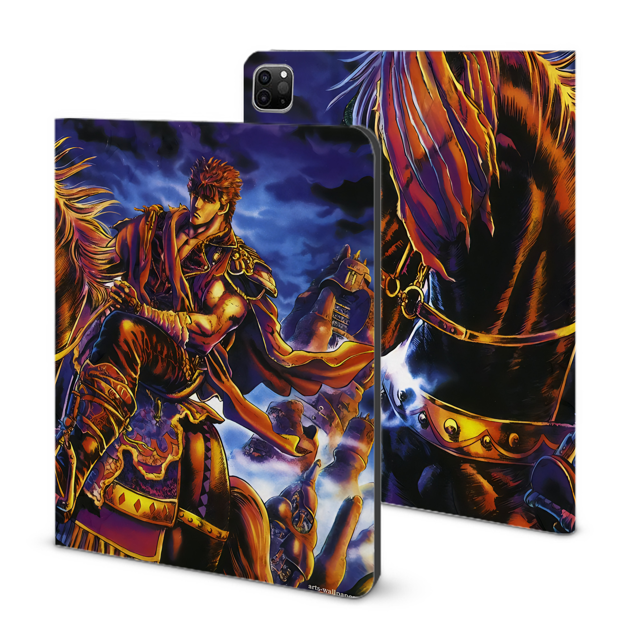 （画像用） 北斗の拳 Fist of the North Star IPad ケース ブック型 PUレザー TPU 耐衝撃 軽量 薄型 ペン収納なし 全面保護 IPad 各モデル対応